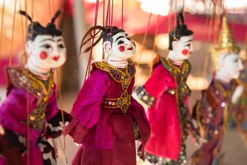 Traditional handicraft wooden doll in Myanmar