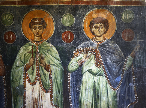 The church Panagia Kera in the village Kritsa from the 13th century decorated quite extraordinary frescoes in the interior, Crete, Greece