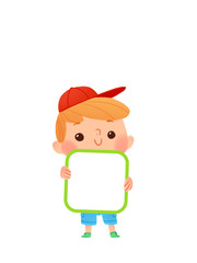 Niño con tarjeta personalizable.