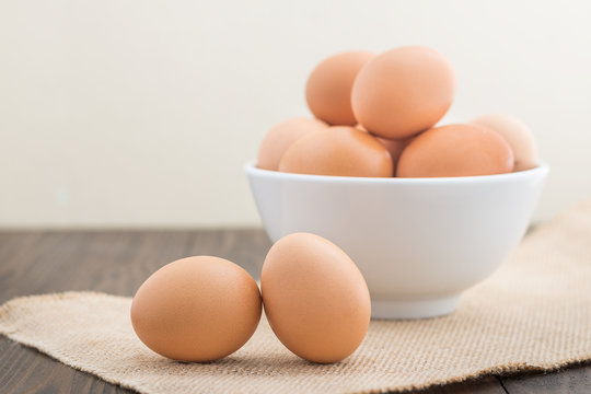 Eggs in white bowl