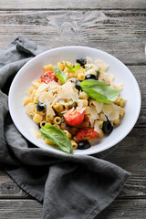 italian pasta in white bowl