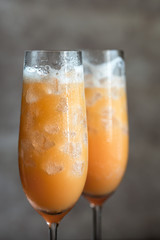 Two bellini cocktails