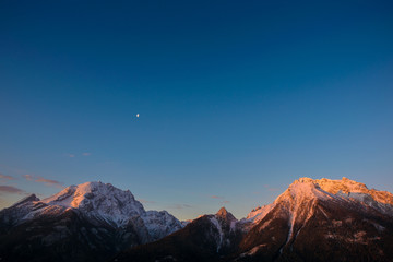 Watzmann und Hochkalter im ersten Licht, Berchtesgadener Land in Deutschland
