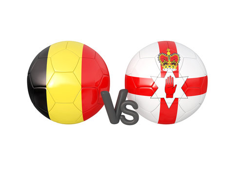 Belgium / Northern Ireland soccer game 3d illustration