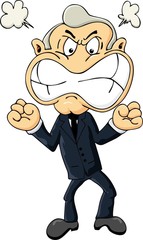 An angry cartoon businessman 