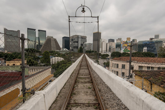 Old Railway over the Lapa Arch in Rio de Janeiro, Brazil