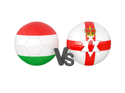 Hungary / Northern Ireland soccer game 3d illustration