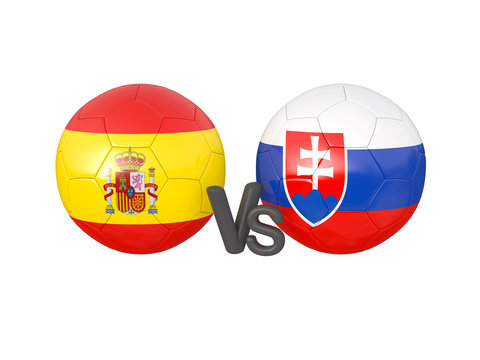 Spain / Slovakia soccer game 3d illustration