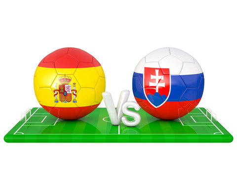 Spain / Slovakia soccer game 3d illustration