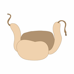 Russian fur hat earflaps icon, cartoon style