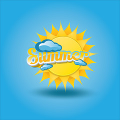 vector summer label. summer icon with sun.
