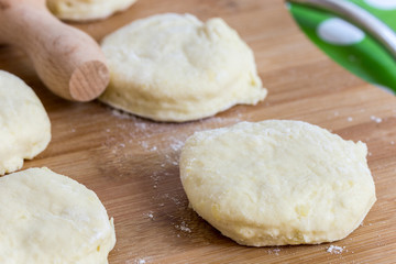 Fototapeta na wymiar Selective focus raw bakery dough