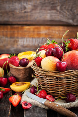 Fresh ripe summer berries and fruits