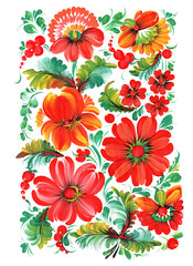 The Ukrainian decorative list. Flower composition on a white background.