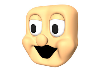 Funny 3D laughing head icon of cartoon character.