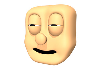 Funny 3D sleeping head icon of cartoon character.