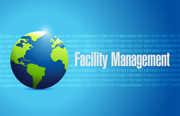 facility management binary globe sign illustration
