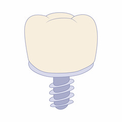 Tooth implant icon, cartoon style