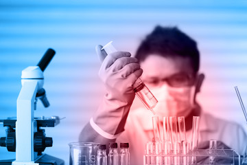 scientist with equipment and science experiments
