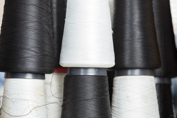 Black And White Thread Spools At Factory