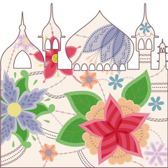 Easten buildings silhouette vintage