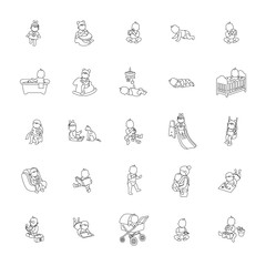 Babies outlines vector icons