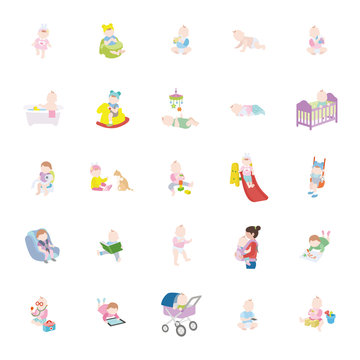 Babies color vector icons
