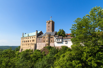Fototapeta na wymiar Wartburg Castle, Germany. View of the central part of the castle
