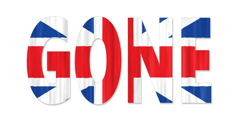 Word Gone written in capital letters over United Kingdom flag