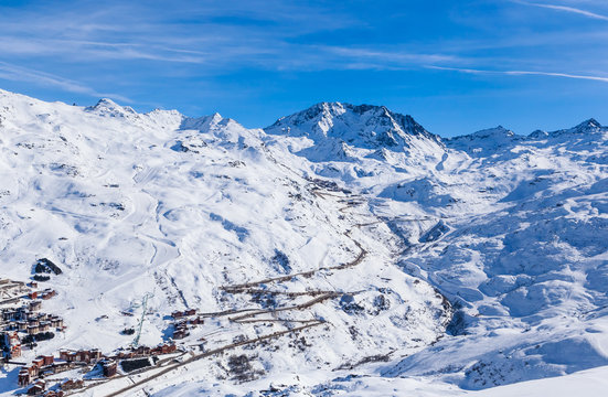 Ski resort  Val Thorens. Villages of Les Menuires and Val Thoren