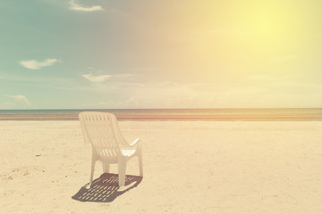Sun bed or sun chair on tropical beach