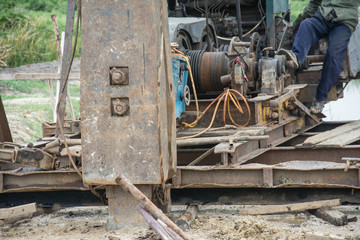 Fototapeta na wymiar rig piling in the construction site