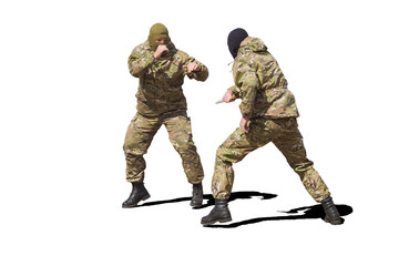 Soldiers work acceptances of protection and attack