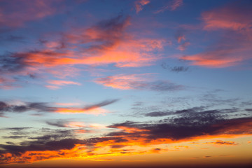Beautifully bright colours of a evening sunset