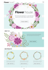 Floral website template  banner and infographic , vector , illustration
