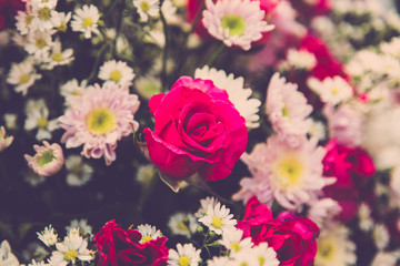Obraz premium Bouquet of wedding roses flower. Retro filter