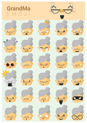 Grandma imoji icons , vector, illustration