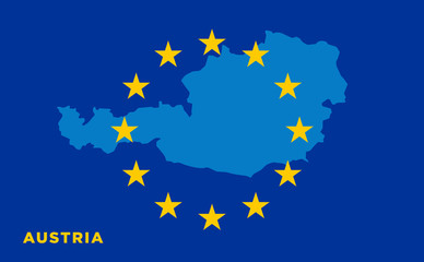 Flag of European Union with Austria on background