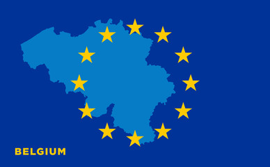 Flag of European Union with Belgium on background