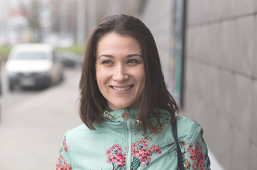 Happy smiling woman after shopping