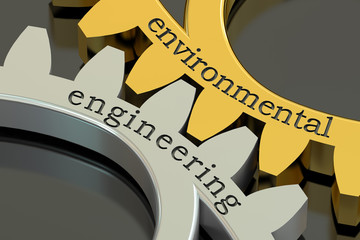 environmental engineering concept on the gearwheels, 3D renderin