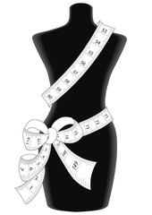 buste f&eacute;minin avec un m&egrave;tre ruban 