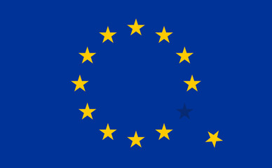 Flag of European Union EU with a flying star