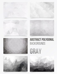 Triangulated abstract background in gray colour, set of backgrounds with low polygons motive - 114272942