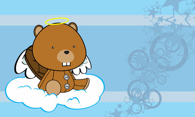 sweet cherub beaver angel cartoon valentine background in vector format