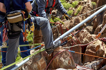 Obraz premium Rescue Workers setting up a Vortex Multipod