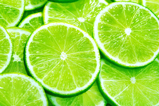 close up of lime slices background