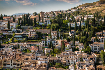 Naklejka premium A magnificent panorama view of Granada, Spain from Alhambra 