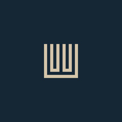 Unusual geometric letter W. Architecture vector logo. Isolated monogram.