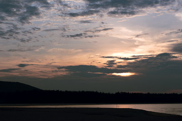 natural environment, the sunset seaside Songkhla
